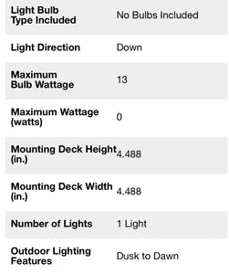 Exterior 1 light