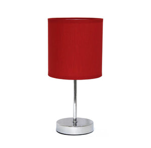 Simple Designs- Chrome Mini Basic Table Lamp with Red