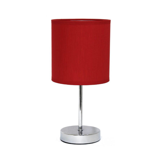 Simple Designs- Chrome Mini Basic Table Lamp with Red