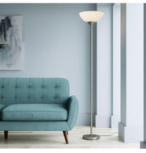Load image into Gallery viewer, Hampton Bay Satin Steel Floor Lamp with Frosted
