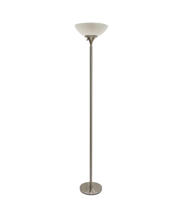 Hampton Bay Satin Steel Floor Lamp with Frosted