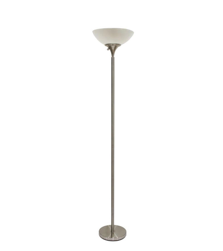 Hampton Bay Satin Steel Floor Lamp with Frosted
